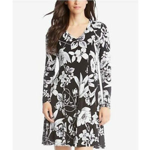 KAREN KANE Black Floral Print Long Sleeve Dress